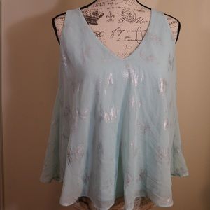 New v neck open v back loose flowy tank top